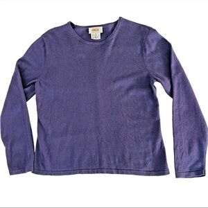 Talbots Petite Med Cashmere Silk Blend Purple Pullover Crew Sweater Preppy Girl